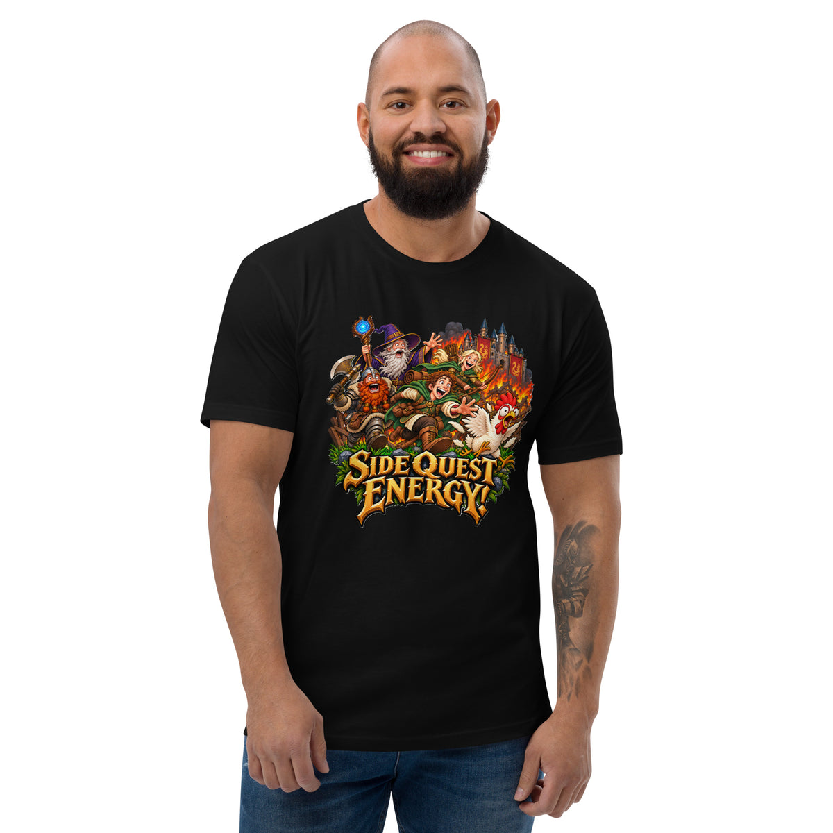 Men's Short sleeved cotton "Side Quest Energy!"