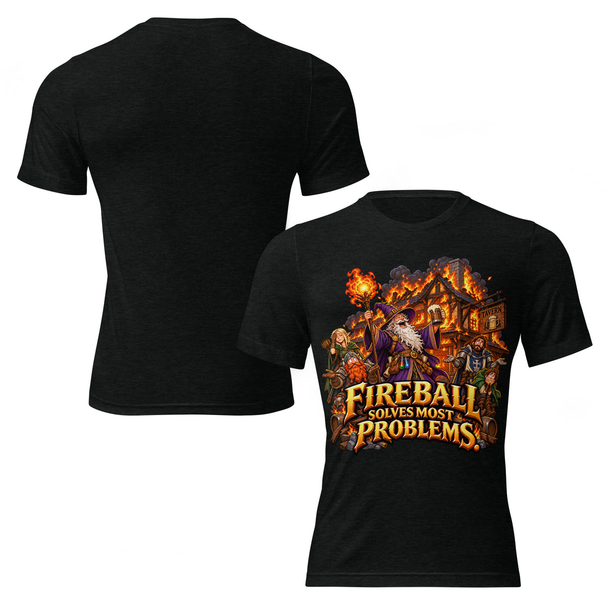 Men's Tri-Blend slim fit "Fireball Solves Most Problems"